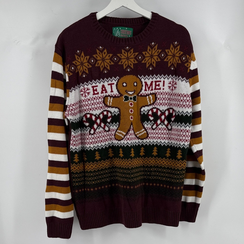 Holiday Time Festive Sweater - Maroon and White